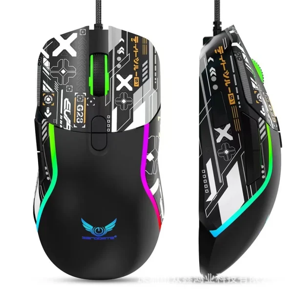 Mouse Gamer com Fio RGB Estilo Cyberpunk 16000 DPI 7 Botõe - Imagem 3