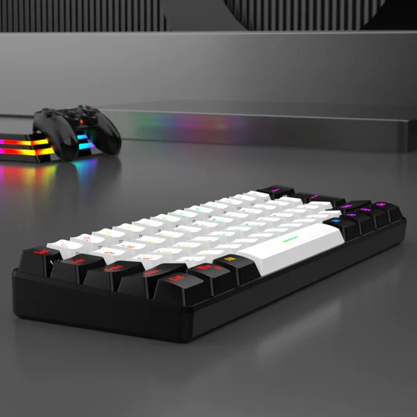 Teclado Jogos 61 Teclas RGB Backlight Mini Compacto USB-C - Imagem 3